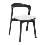 Nina Stacking Side Chair - Black - White Upholstered Seat Pad