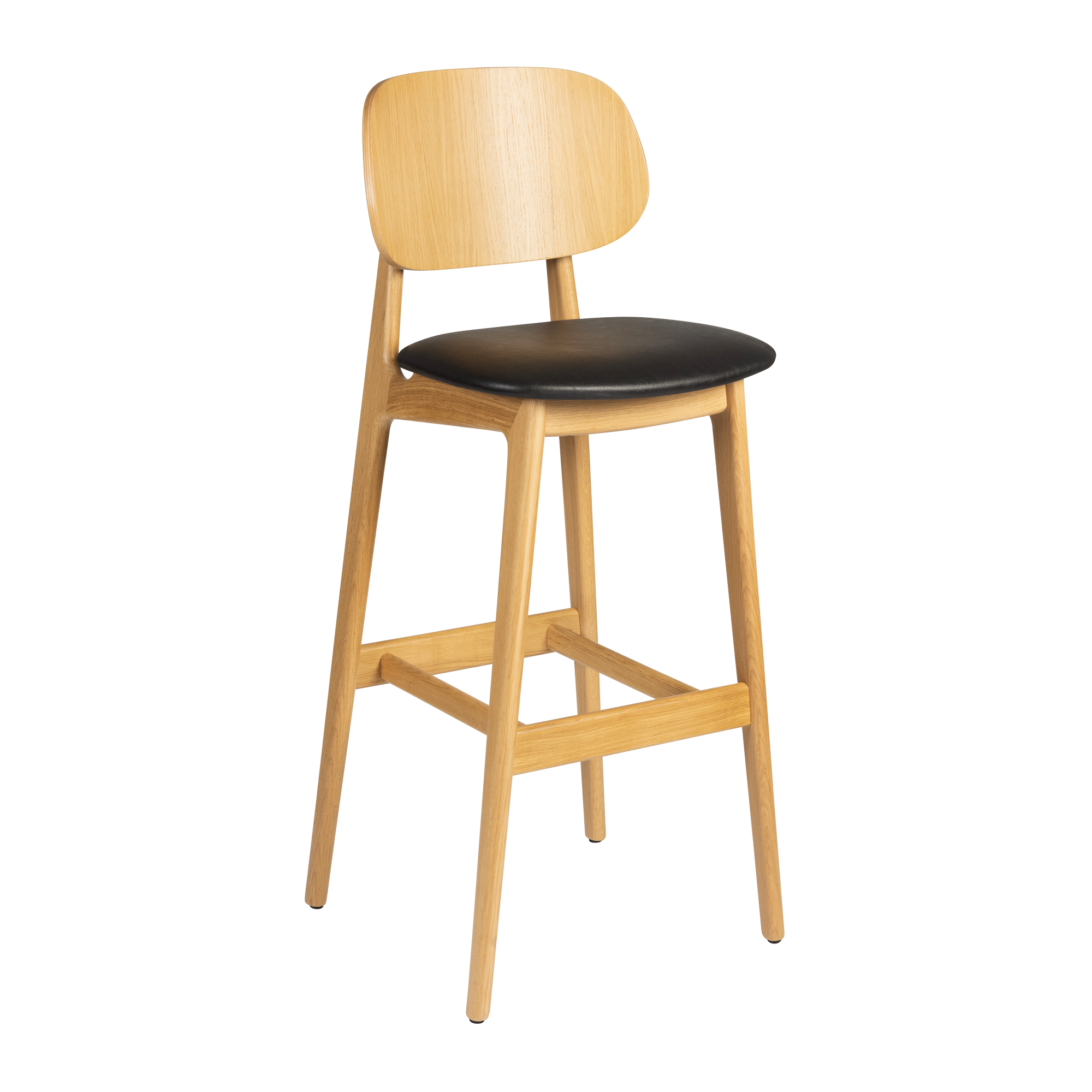 Relish Bar Stool - Natural Oak - Lascari Vintage Black Seat Pad