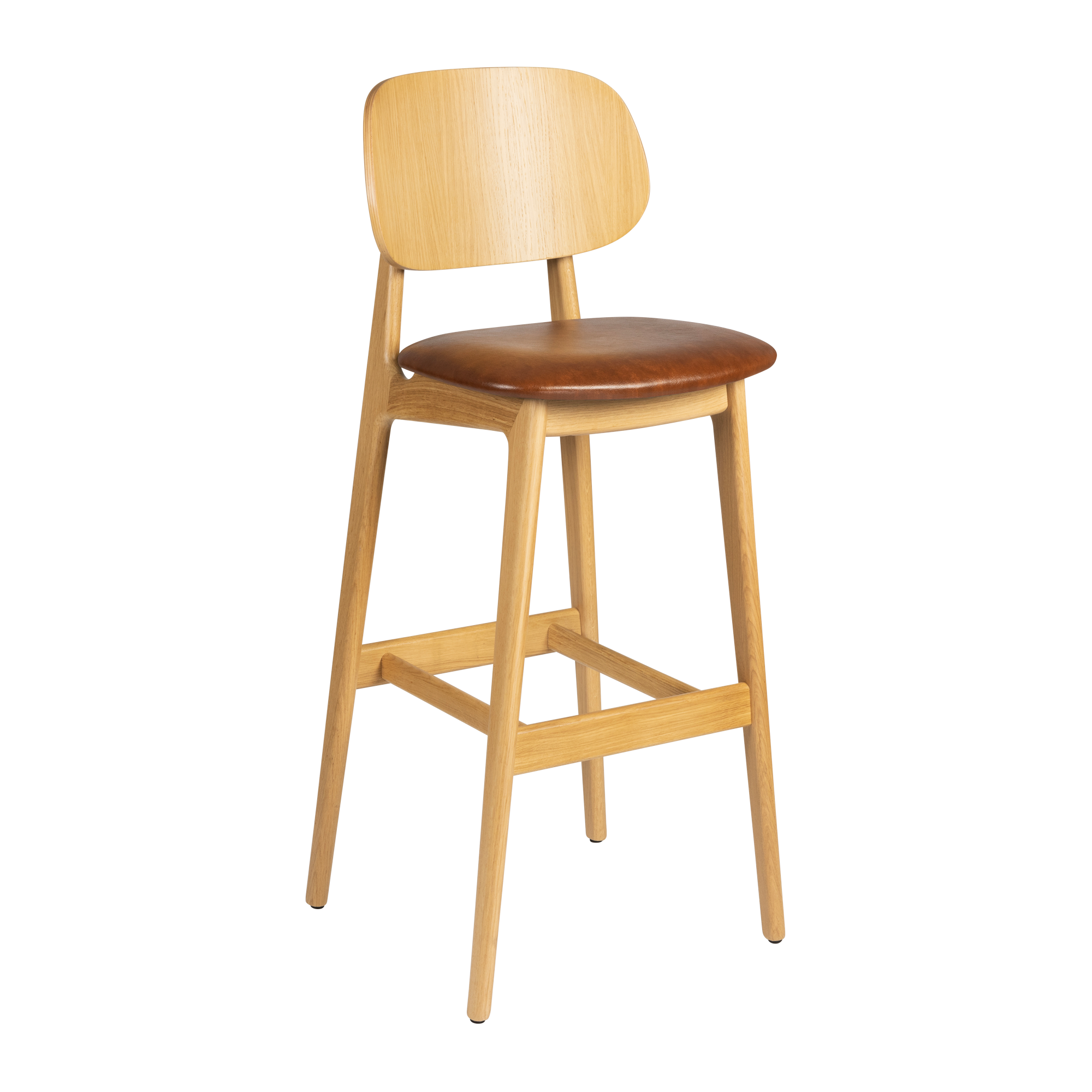 Relish Bar Stool - Natural Oak - Lascari Vintage Tan Seat Pad